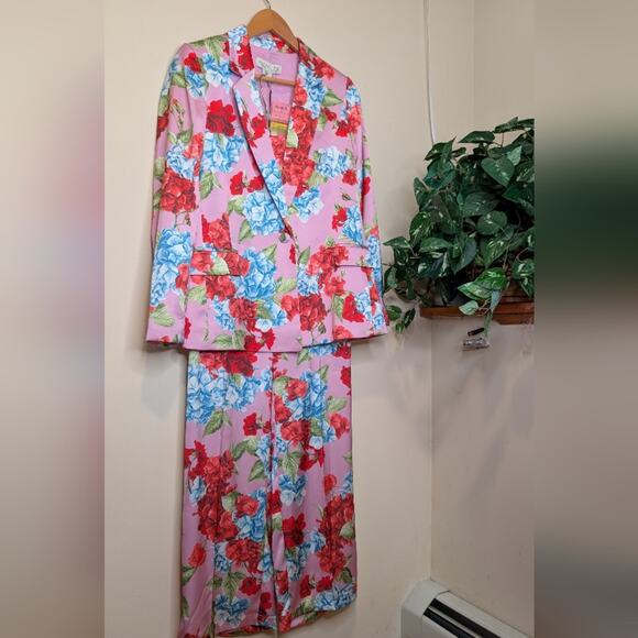 Rachel Zoe Floral Hydrangea Pantsuit Size Small - Picture 1 of 16